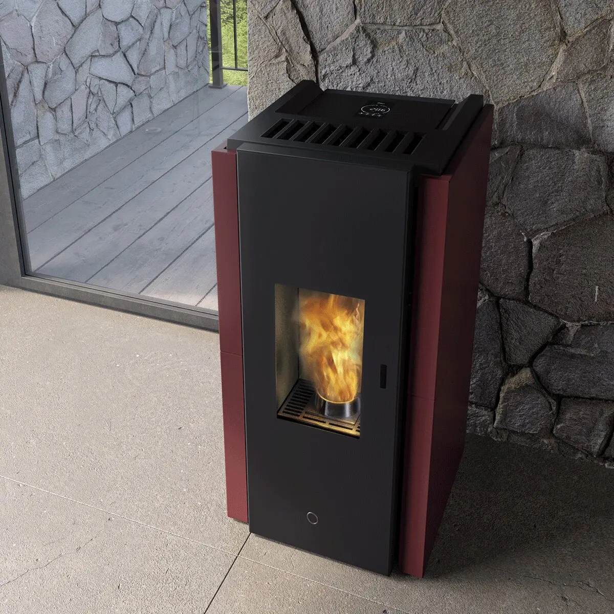 Stufa a pellet EK63 ZONE80 - gruppo Edilkamin - 7,6 kW ad aria Bordeaux - Image 3